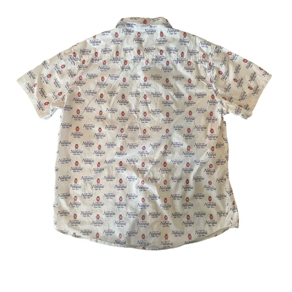 Natural Light Beer Short Sleeve Button Down Shirt Size XL - Picture 2 of 5